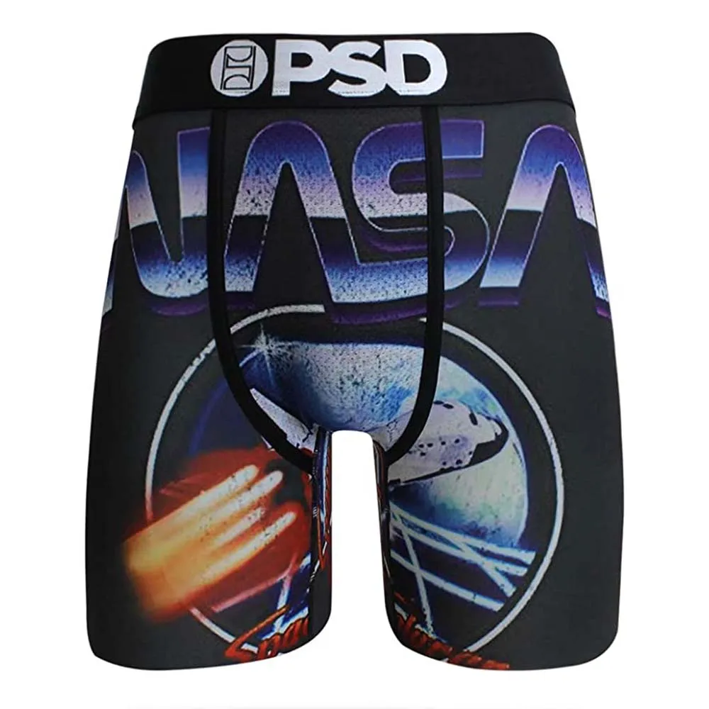 PSD Men's Black Nasa Stretch Long-Length Boxer Brief Underwear