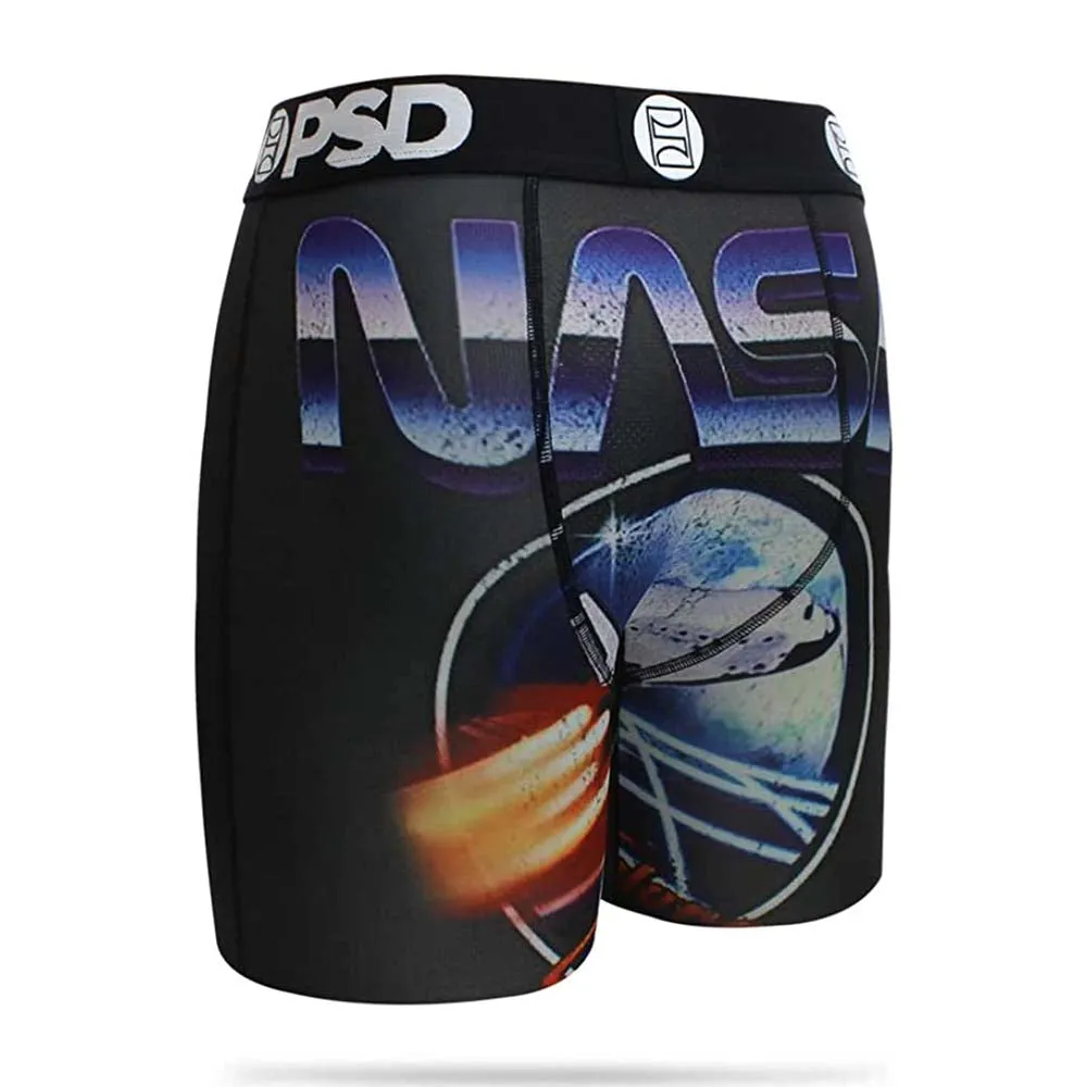 PSD Men's Black Nasa Stretch Long-Length Boxer Brief Underwear