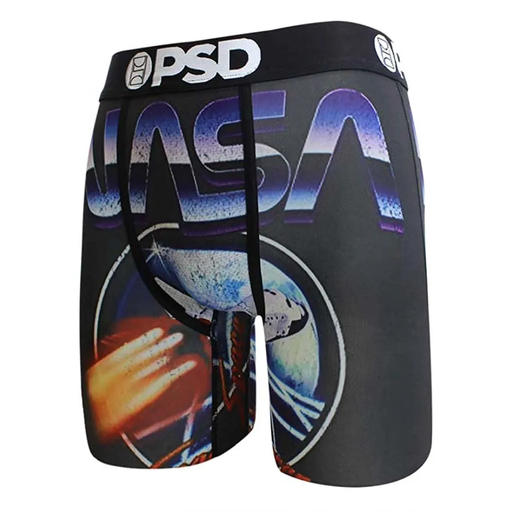 PSD Men's Black Nasa Stretch Long-Length Boxer Brief Underwear