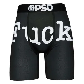 PSD Men's Black Stretch Elastic Wide Band Boxer Brief Underwear - 32011019-BLK-L