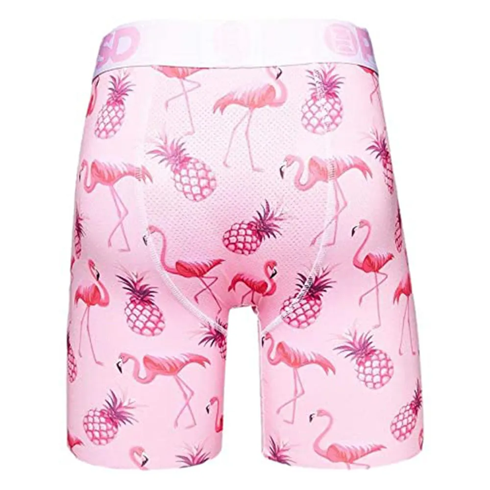 Psd Mens Elastic Wide Band Boxer Brief Pink Flamingo Breathable Underwear - 121180028-PNK-XXL