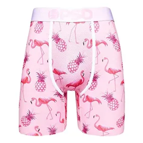 Psd Mens Elastic Wide Band Boxer Brief Pink Flamingo Breathable Underwear - 121180028-PNK-XXL