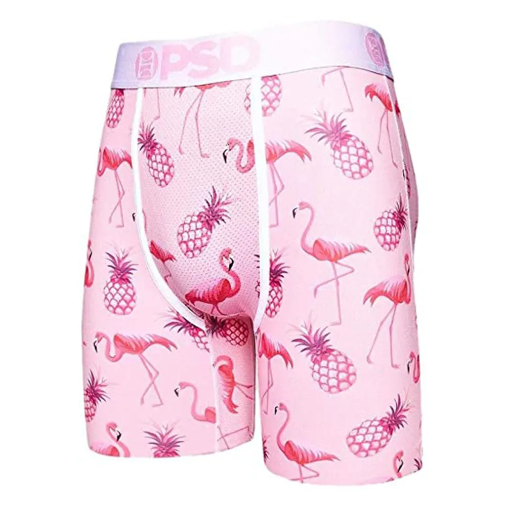 Psd Mens Elastic Wide Band Boxer Brief Pink Flamingo Breathable Underwear - 121180028-PNK-XXL