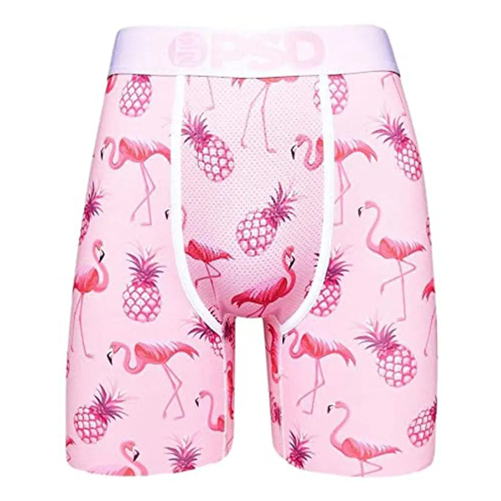 Psd Mens Elastic Wide Band Boxer Brief Pink Flamingo Breathable Underwear - 121180028-PNK-XXL