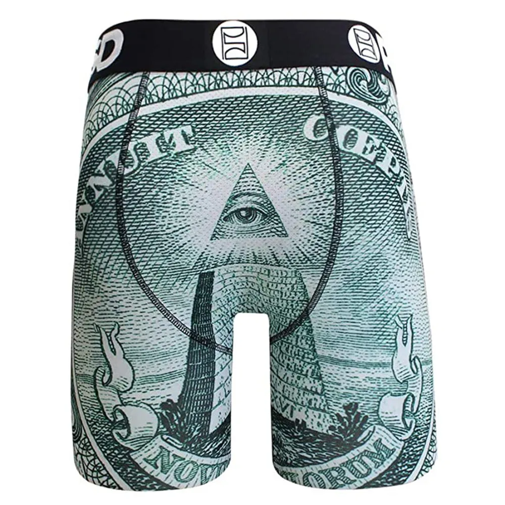 PSD Mens Green Money Pyramid Boxer Brief Underwear