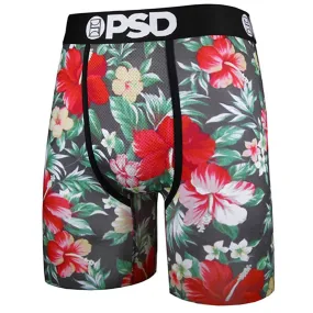 PSD Mens Hawaiian Flowers Allover Print Boxer Briefs Black Hawaiian Flowers Underwear - E21810085-BLK-XXL