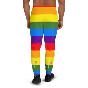 Rainbow Striped Print Men's Joggers, Rainbow Pride Joggers For Men - Made in USA/EU/MX