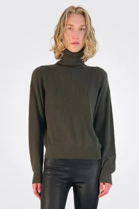 Ray Rollneck Open Sleeve Sweater - Army Green