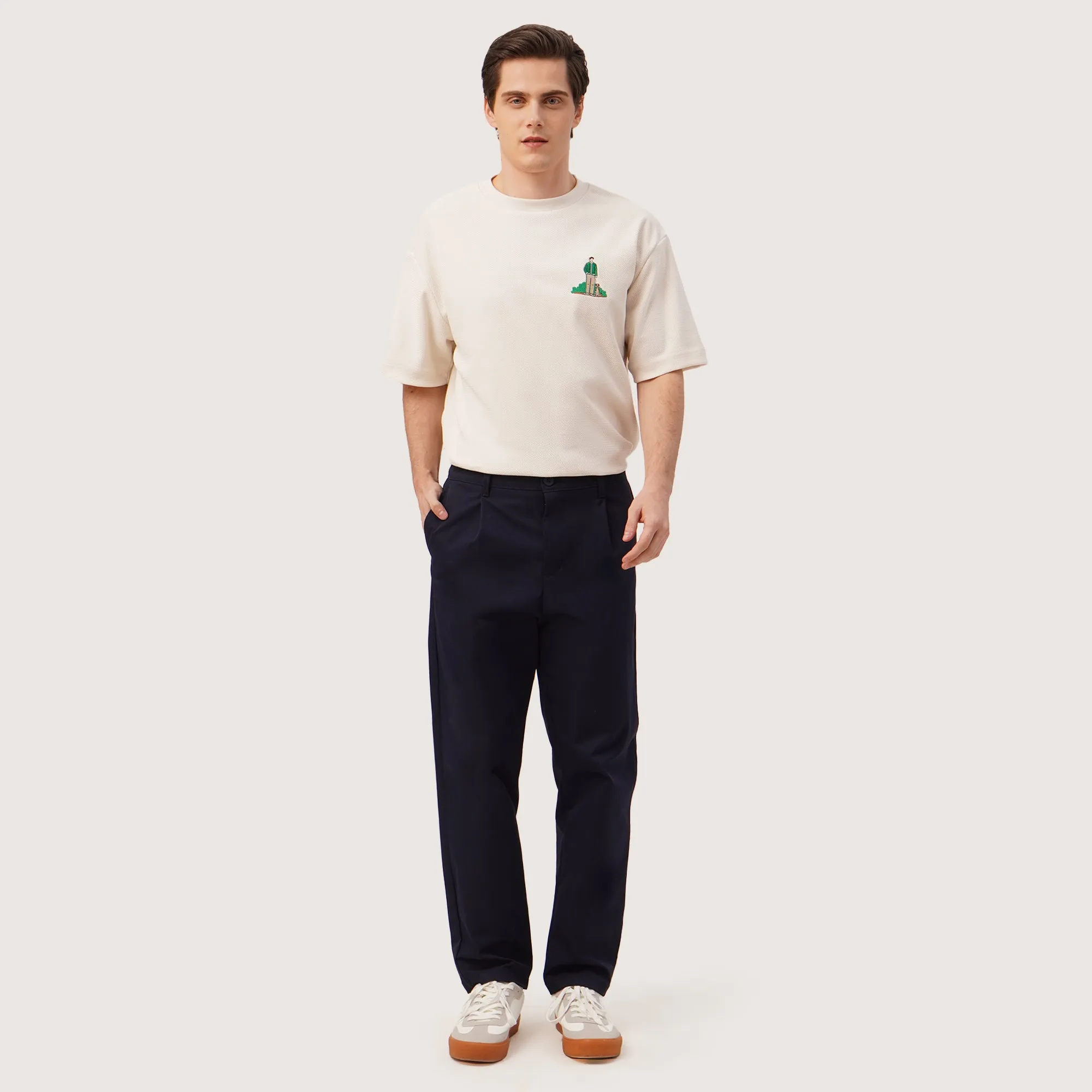 Relaxed Fit Pleated Chinos