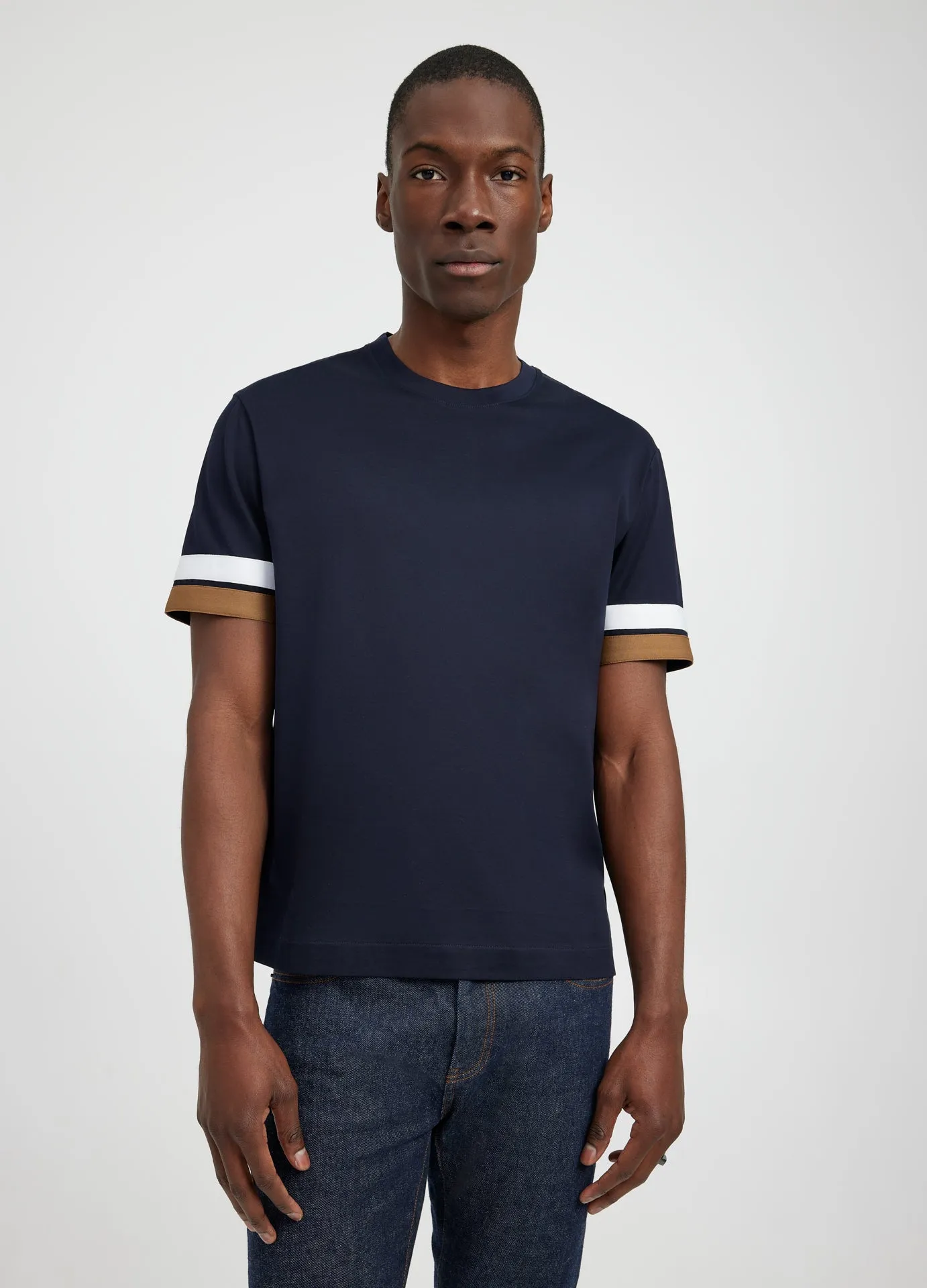 Relaxed Fit Stripe Cuff T-shirt Ink