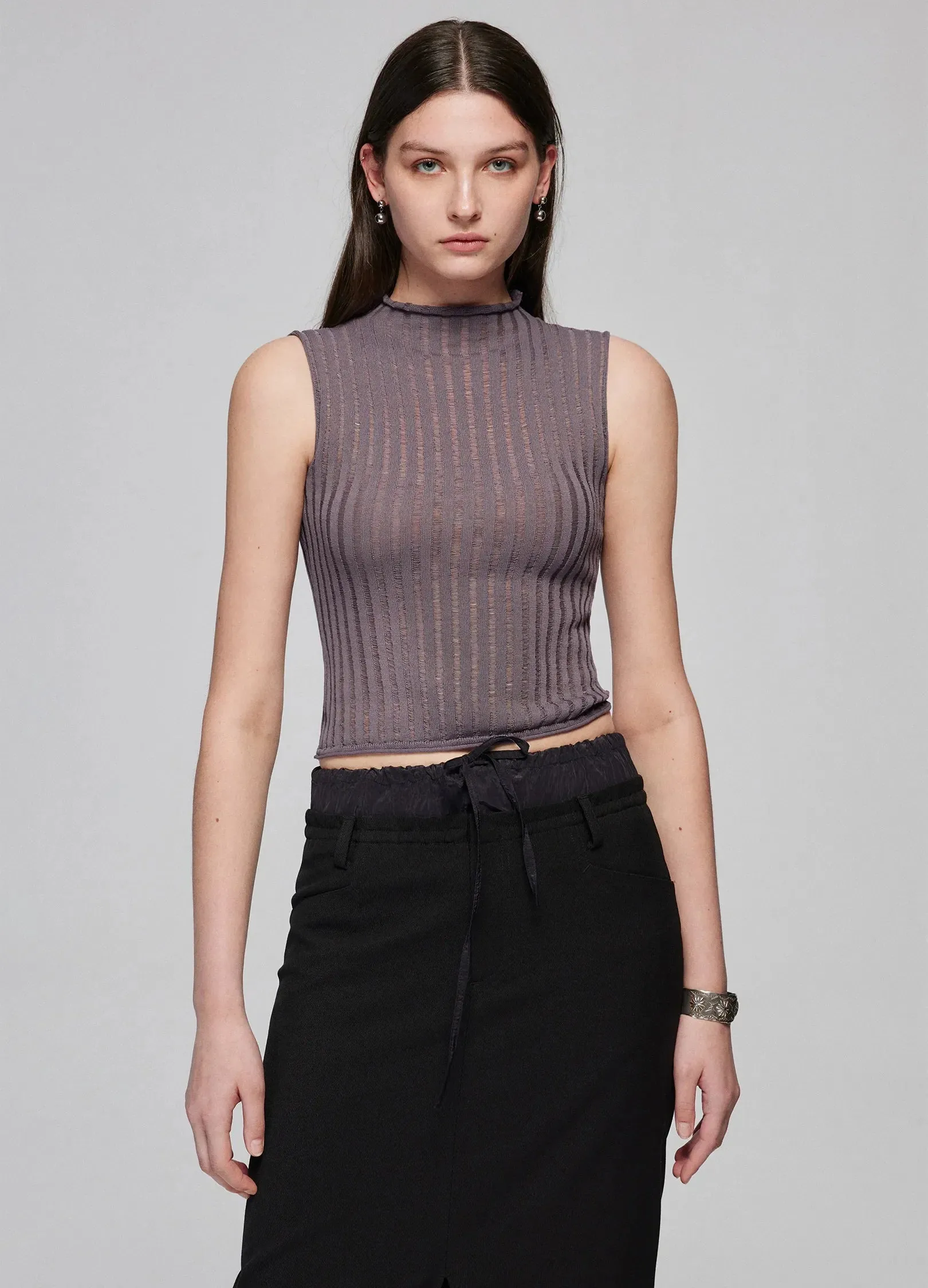 Ribbed Sleeveless Turtleneck