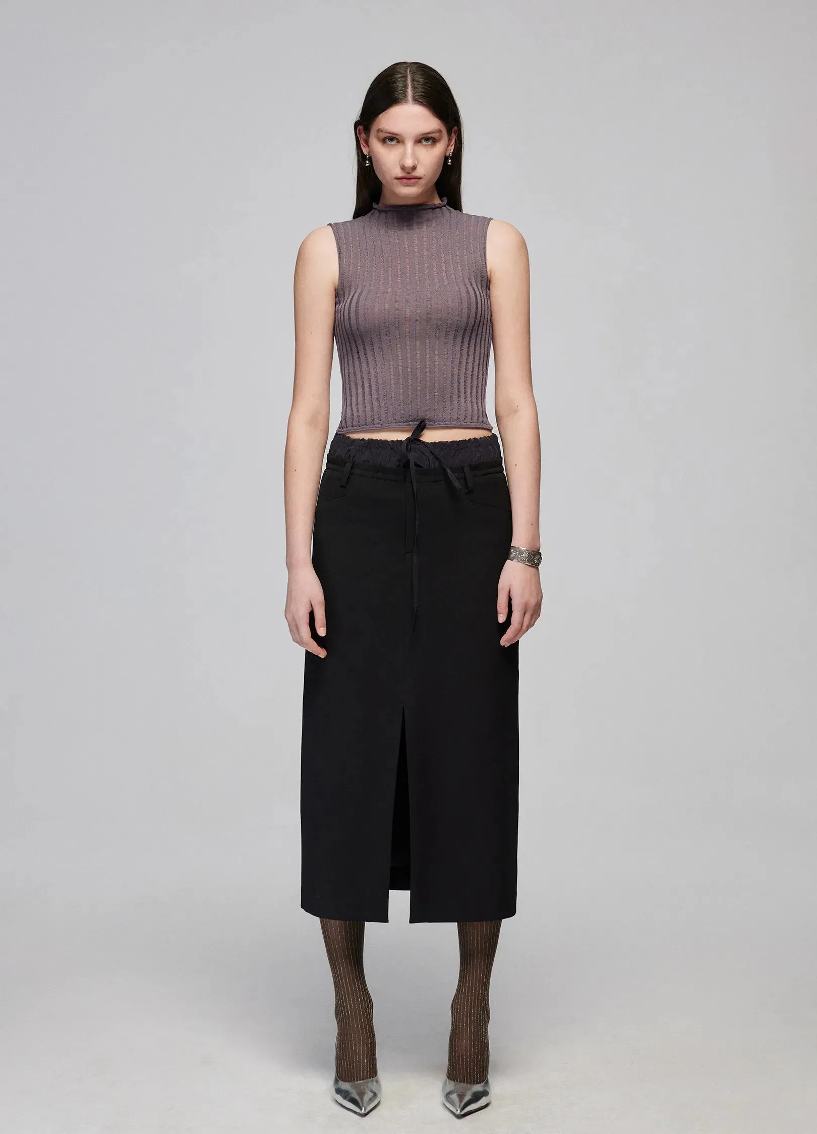 Ribbed Sleeveless Turtleneck