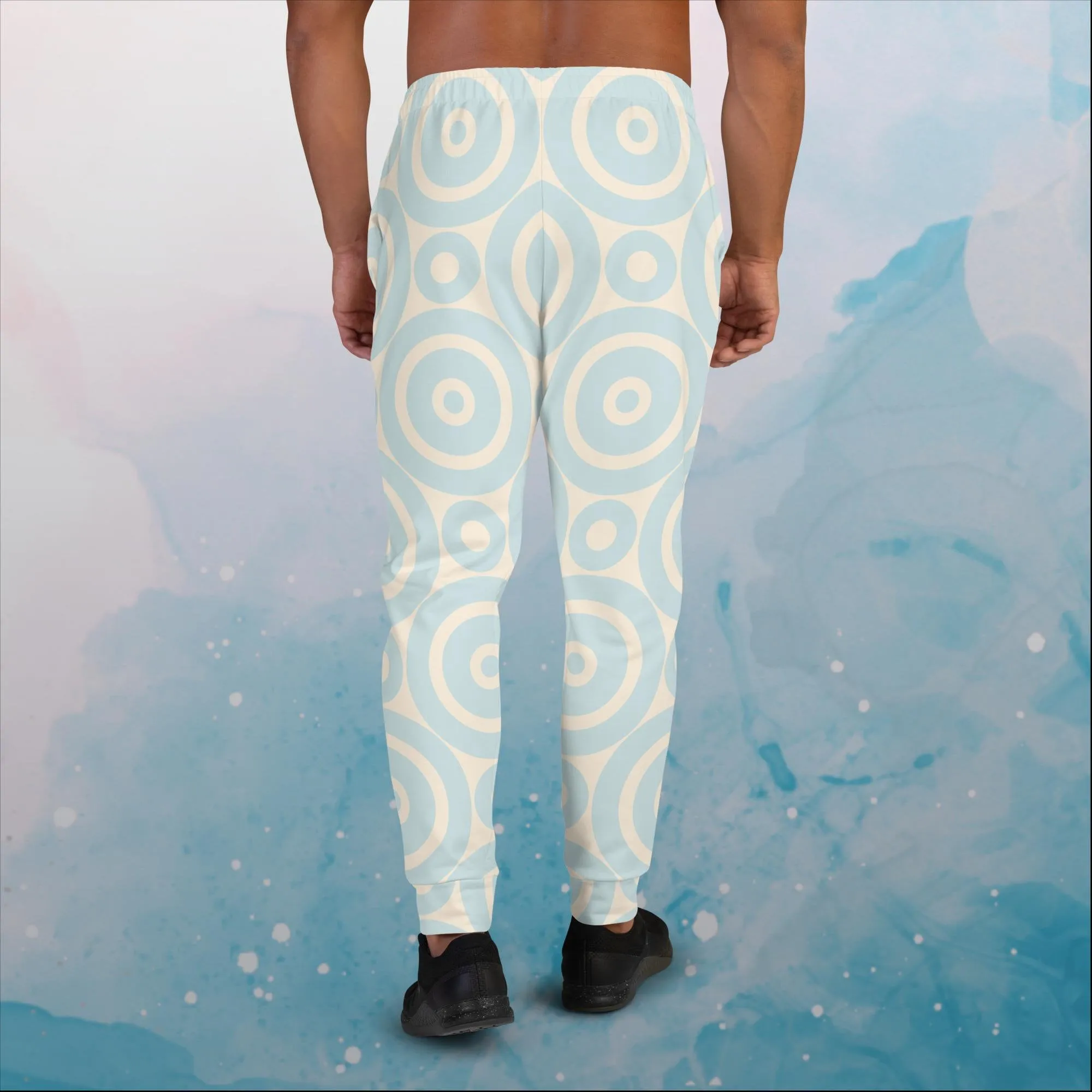 Robins Egg Blue Printed Target Circles Mens Joggers