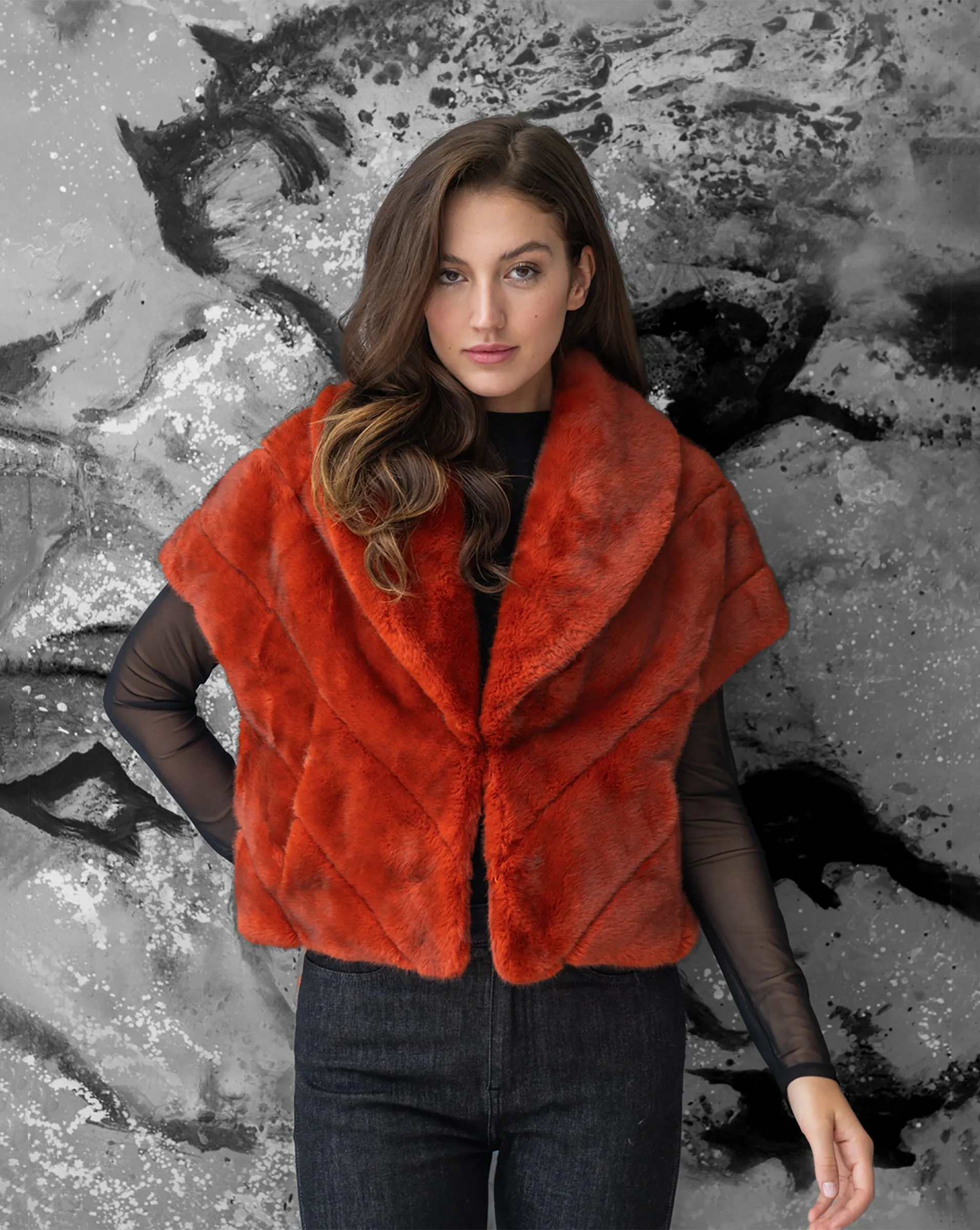 Shawl Collar Faux Fur Vest