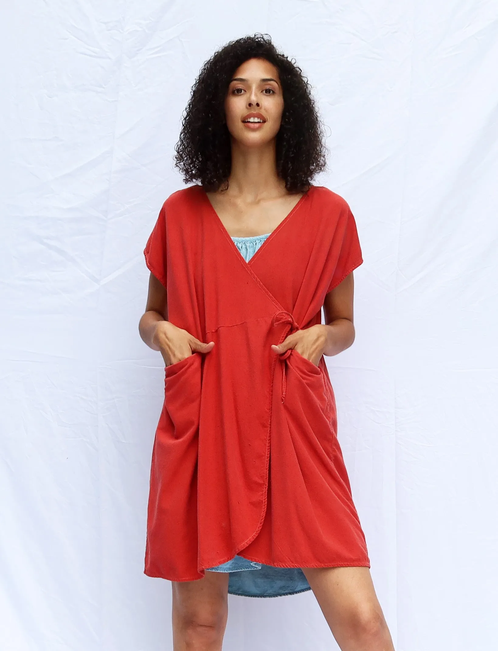 Silk Wrap Origami Short Kaftan