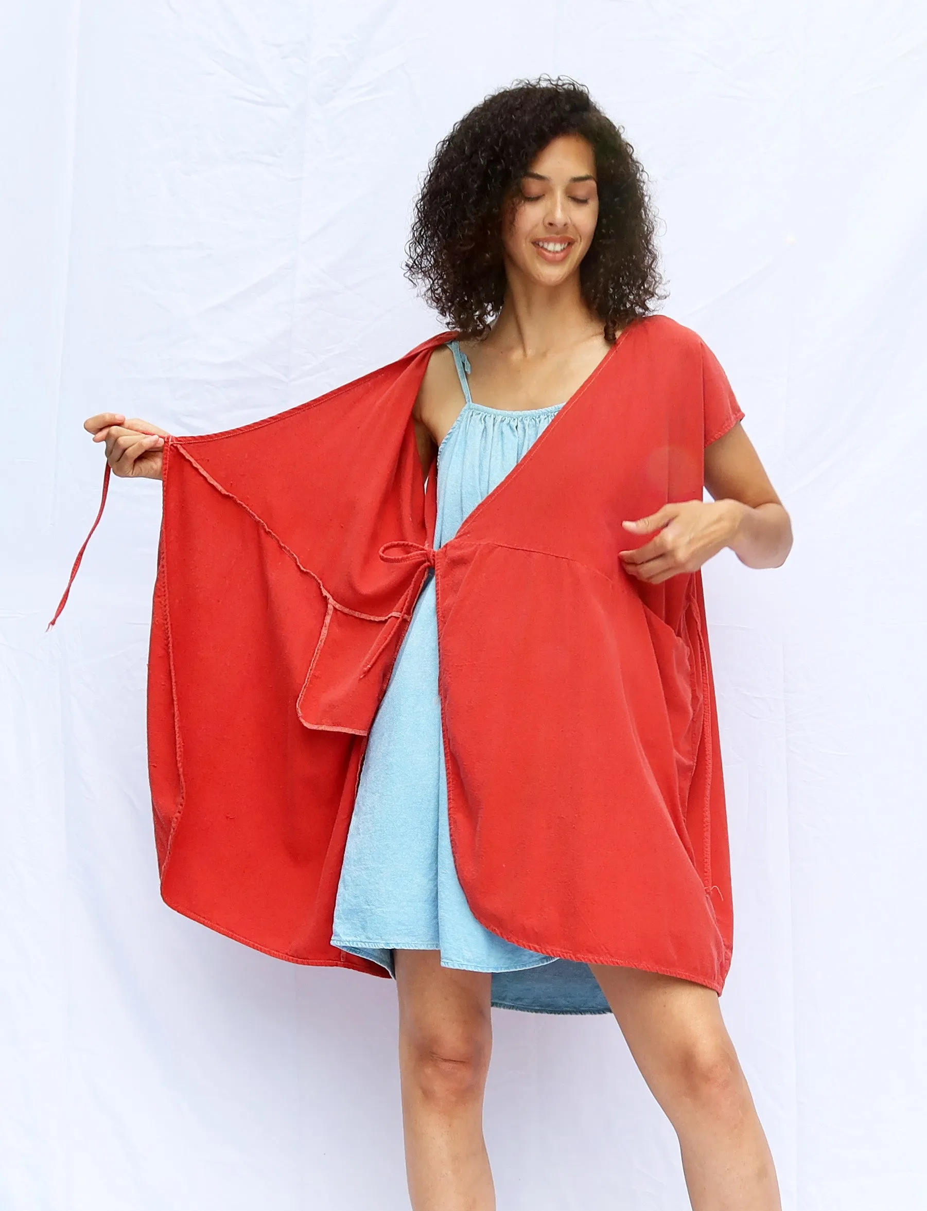 Silk Wrap Origami Short Kaftan