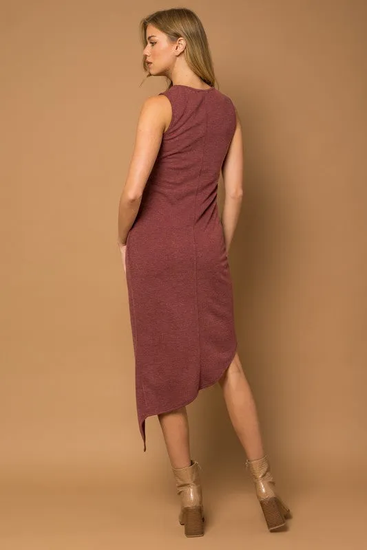 Sleeveless Twist Wrap Midi Dress