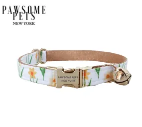 SMALL SIZE DOG & CAT COLLAR - KHAKI FLOWERS