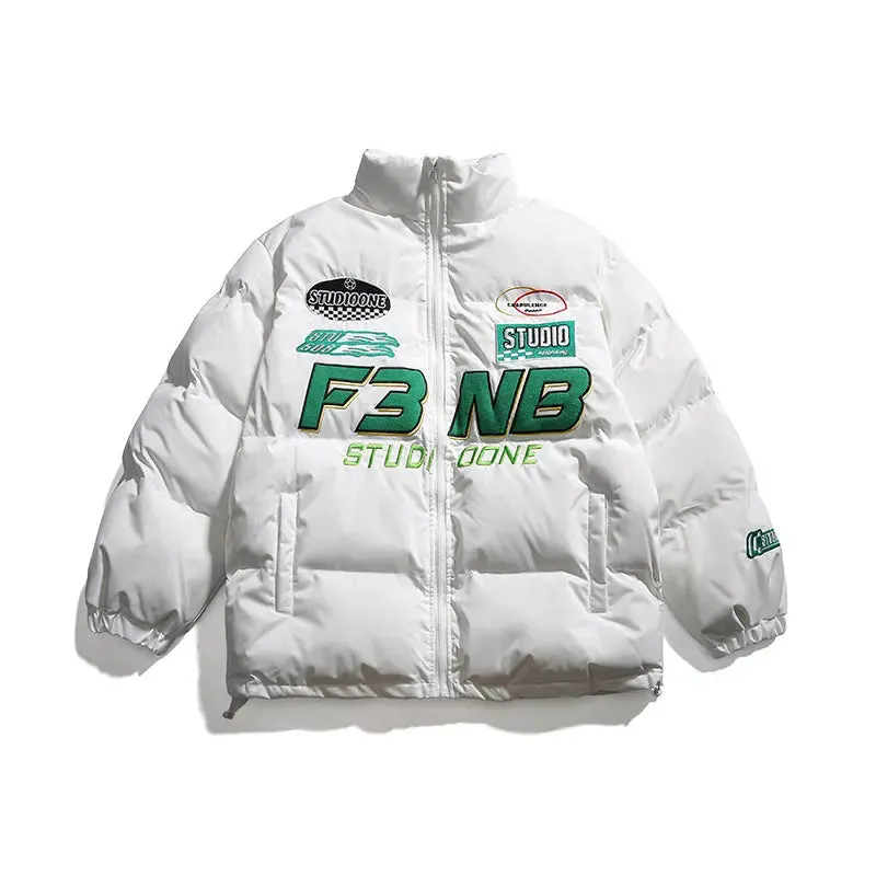 Solid Color Racing Embroidered Jacket