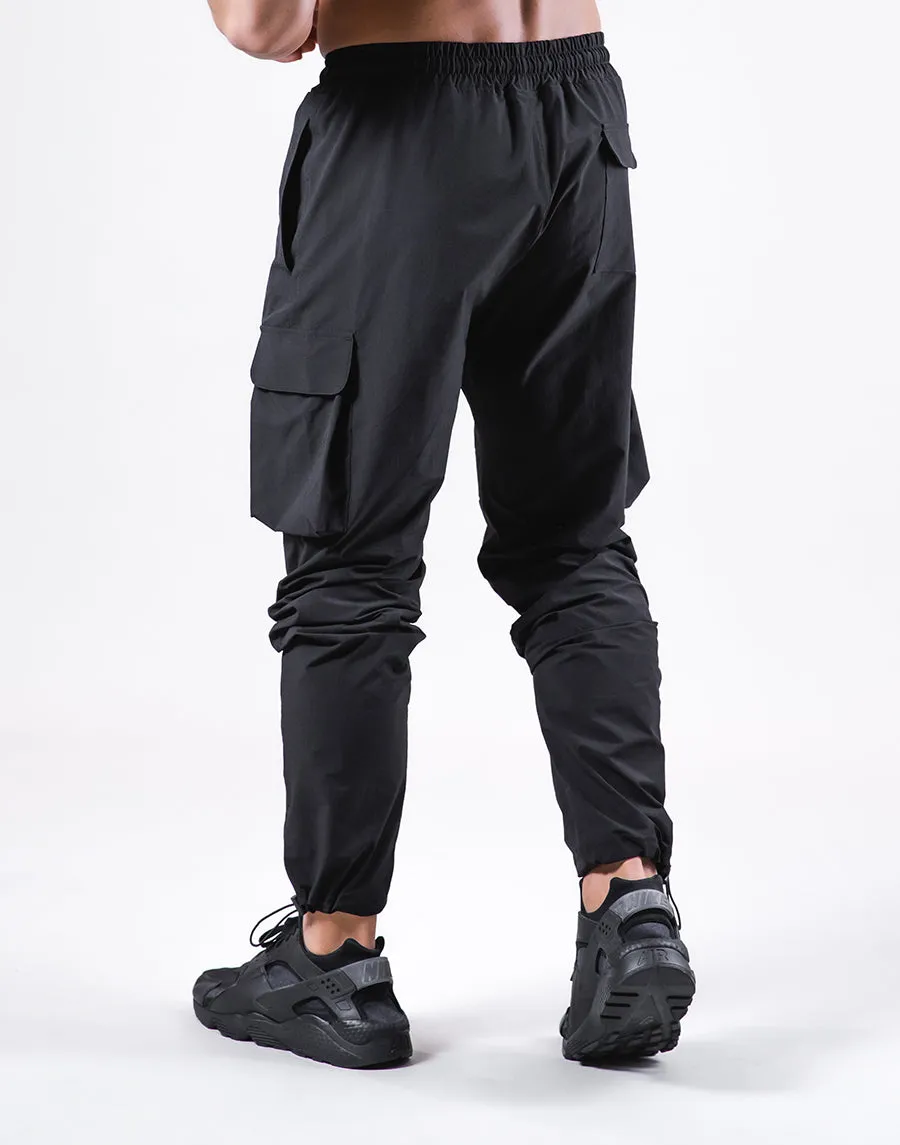 Stretch Nylon Cargo Pants - Black