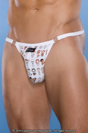 Stylish Men's Thong with Playful Print and Convenient Clasps