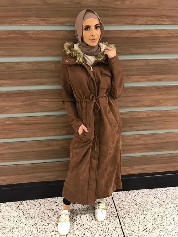 Suede Hoodie Trench