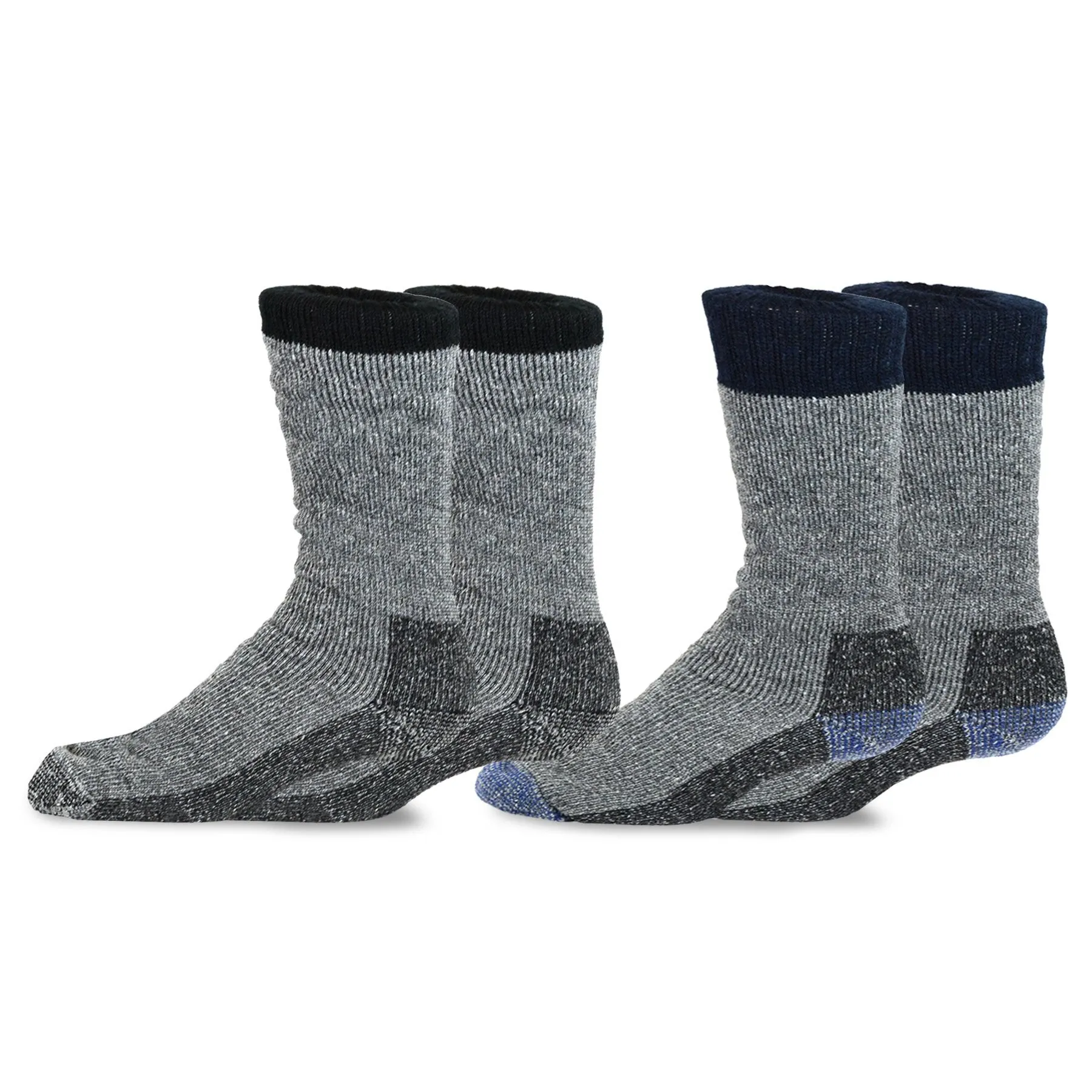 TeeHee Socks Men's Thermal Wool Crew Black/Navy 2-Pack (51078)