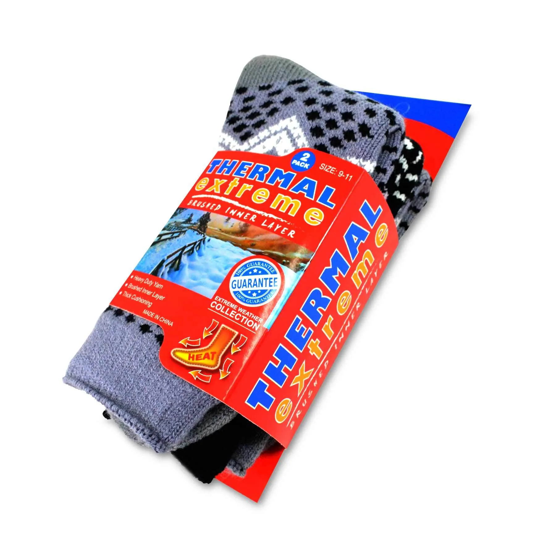 TeeHee Socks Women's Thermal Acrylic Snowflake Grey/Black 2-Pack (12032)