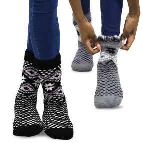 TeeHee Socks Women's Thermal Acrylic Snowflake Grey/Black 2-Pack (12032)