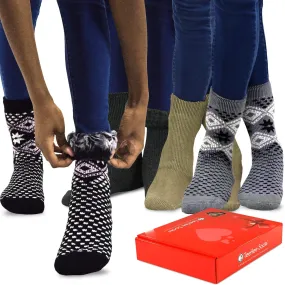 TeeHee Socks Women's Warmer Crew Brown/Snowflake 4-Pack Gift Box (12147)