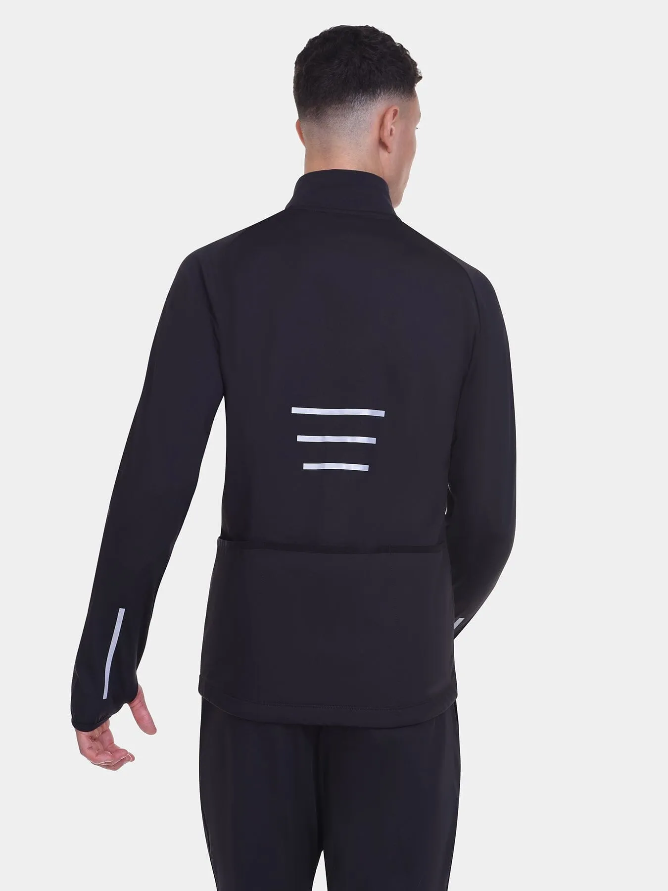 Thermal Cycling Jacket For Men With Thumbholes, Reflective Strips, Brushed Inner Fabric, Side & Internal Zip Pockets