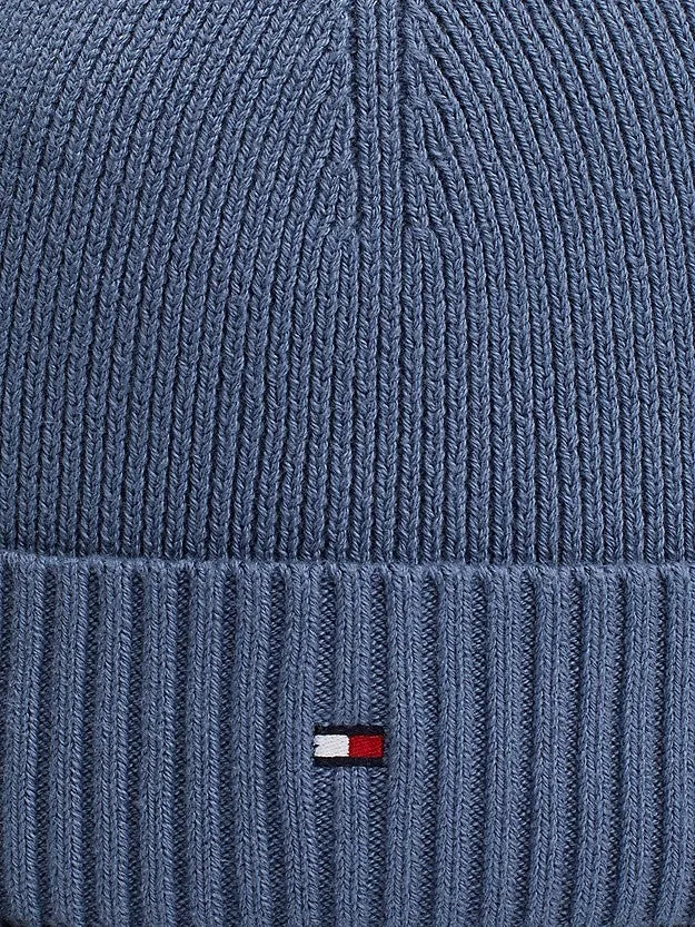 Tommy Hilfiger Mens Flag Beanie with Cashmere Blue Hills