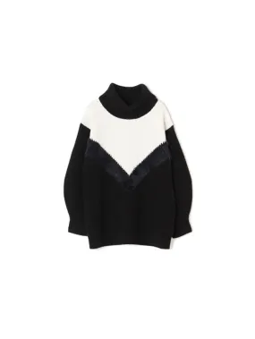 V Shape Hairy Patch Chunky Knit Top