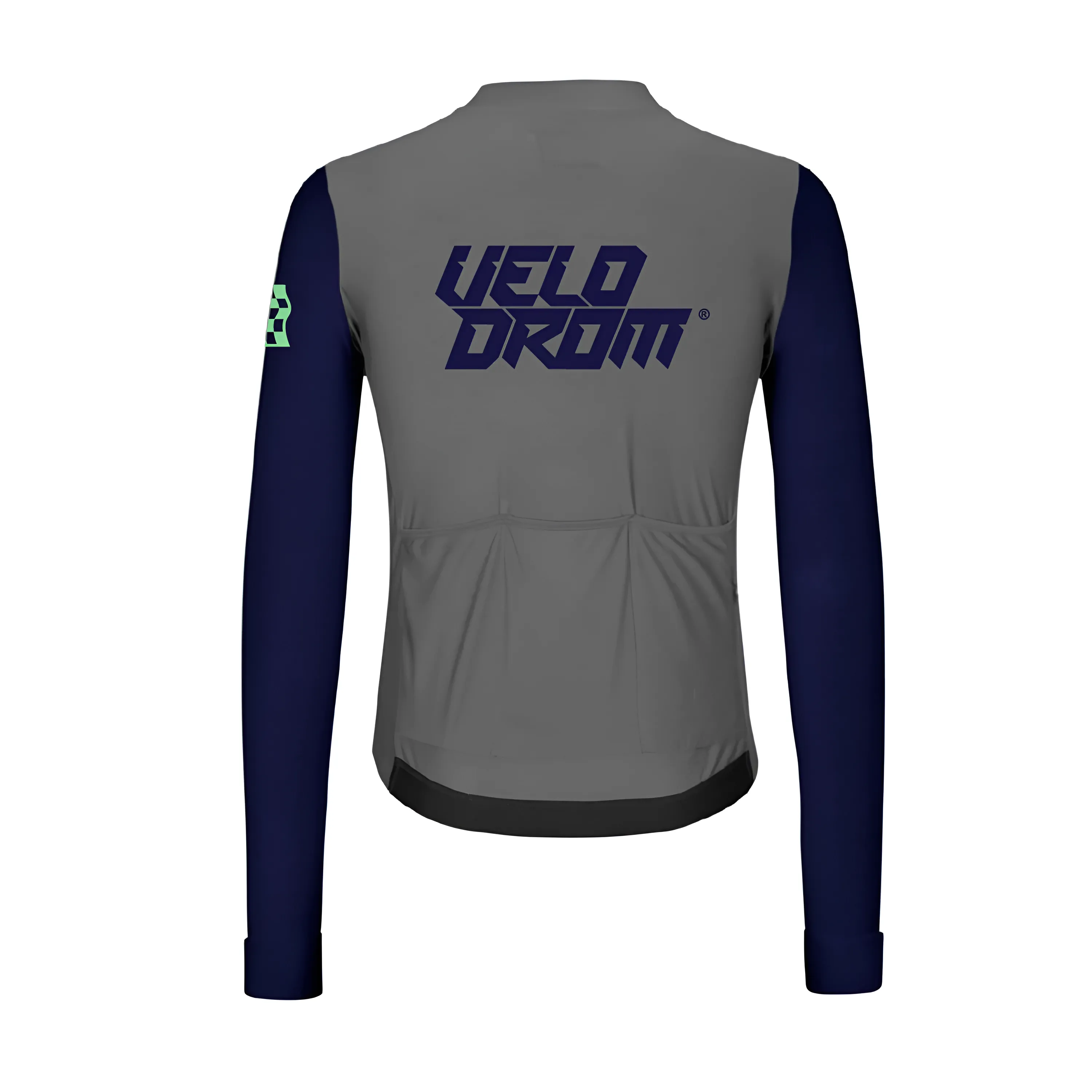 VELODROM RaceDay Thermal Long Sleeve Jersey - Medium Grey/Navy Dual Sleeves