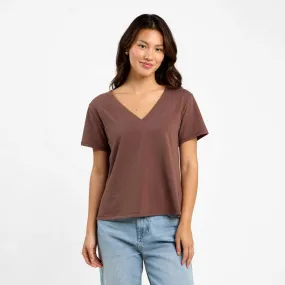 Vintage Cotton V-Neck Everyday T-Shirt | Coffee