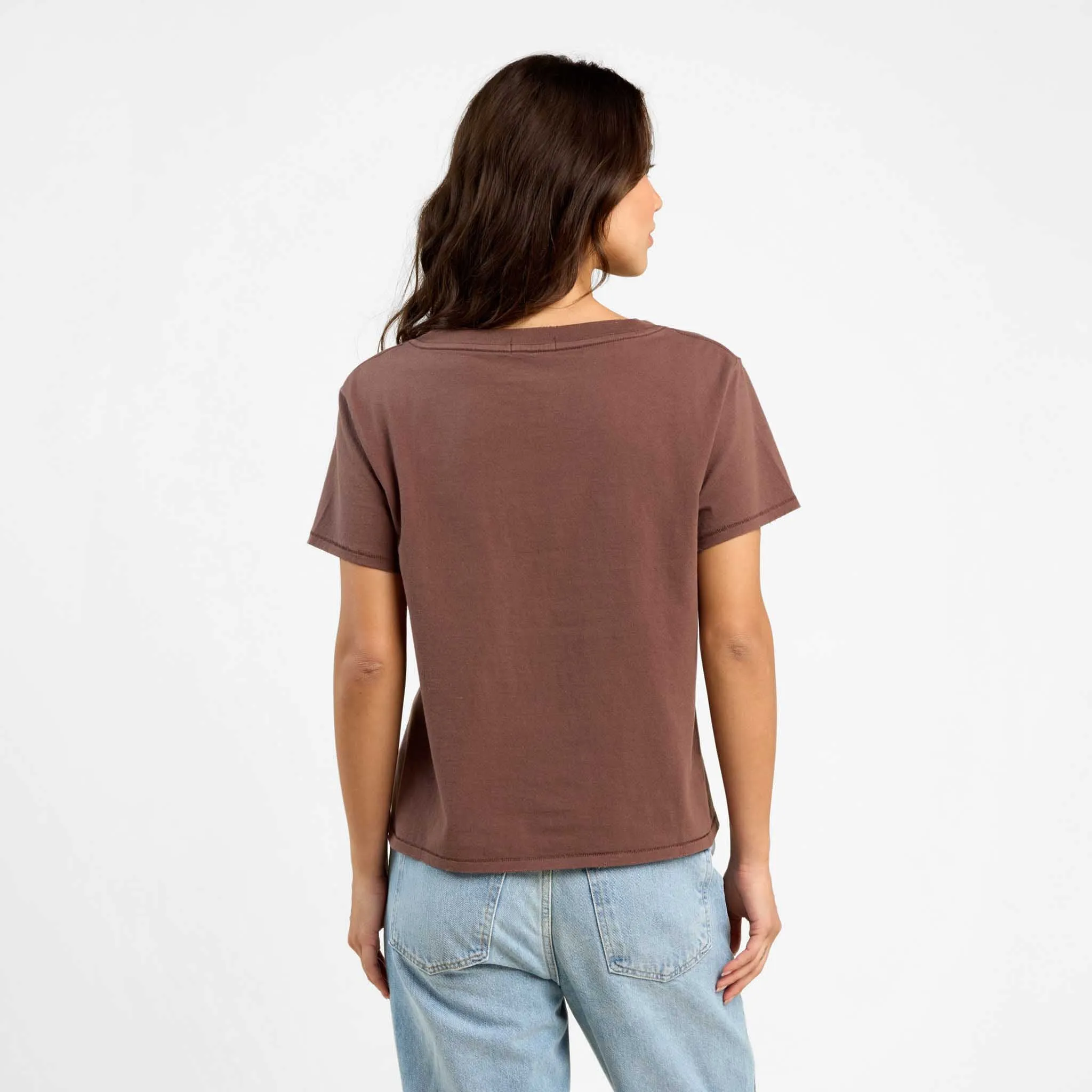 Vintage Cotton V-Neck Everyday T-Shirt | Coffee