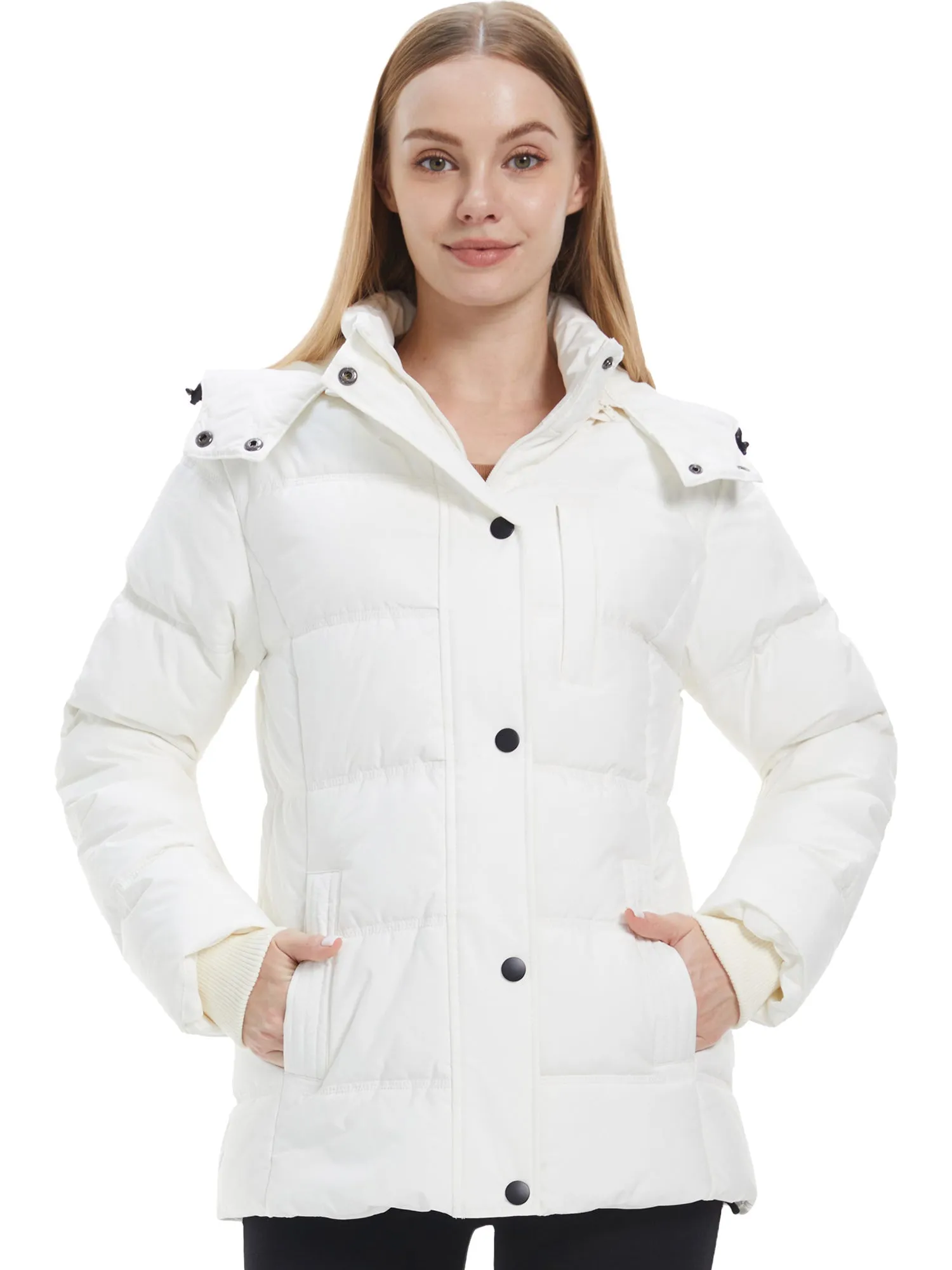 Wantdo Women's Puffer Jacket Warm Winter Coat Quilted Winter Jacket with Removable Hood