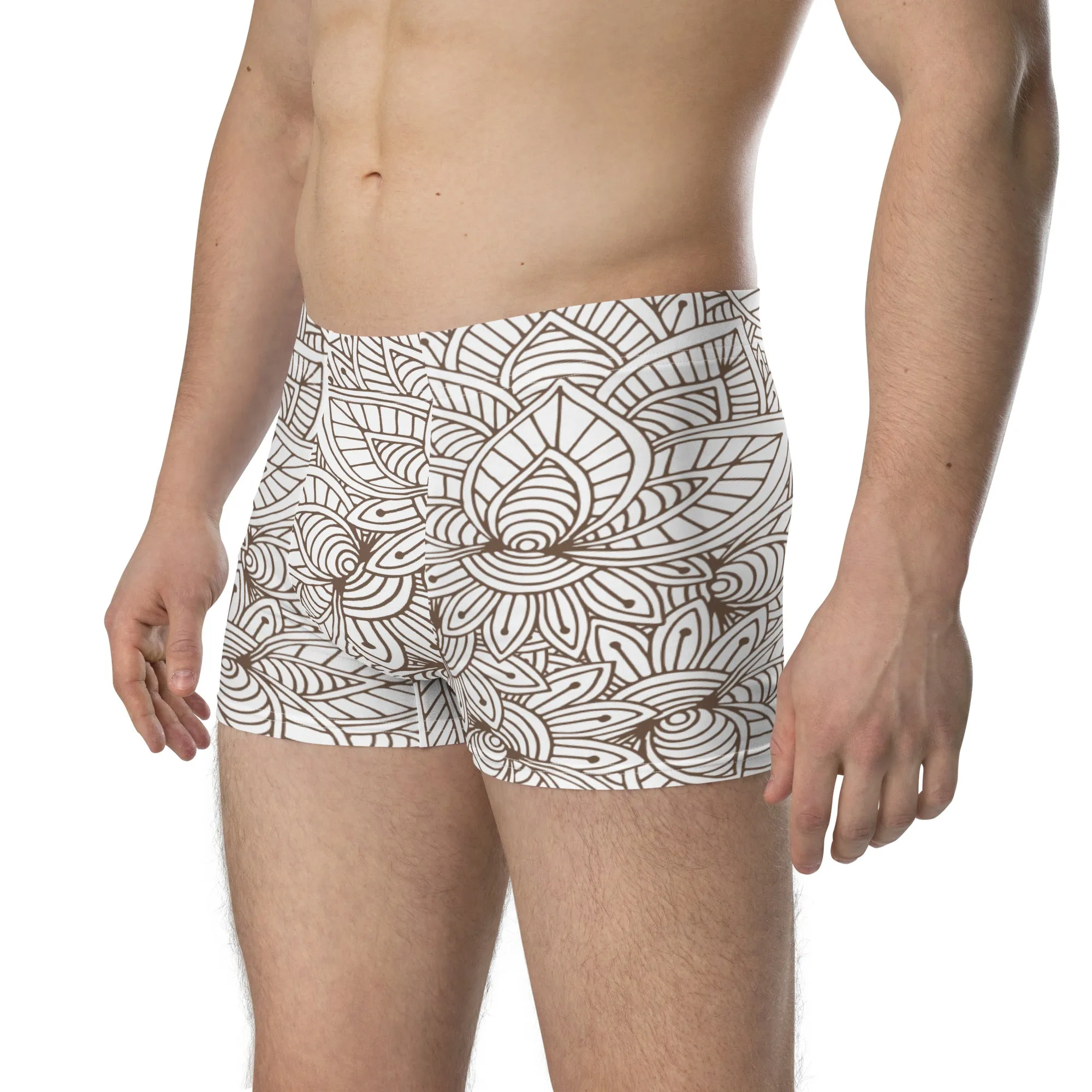 White floral print boxer briefs for men