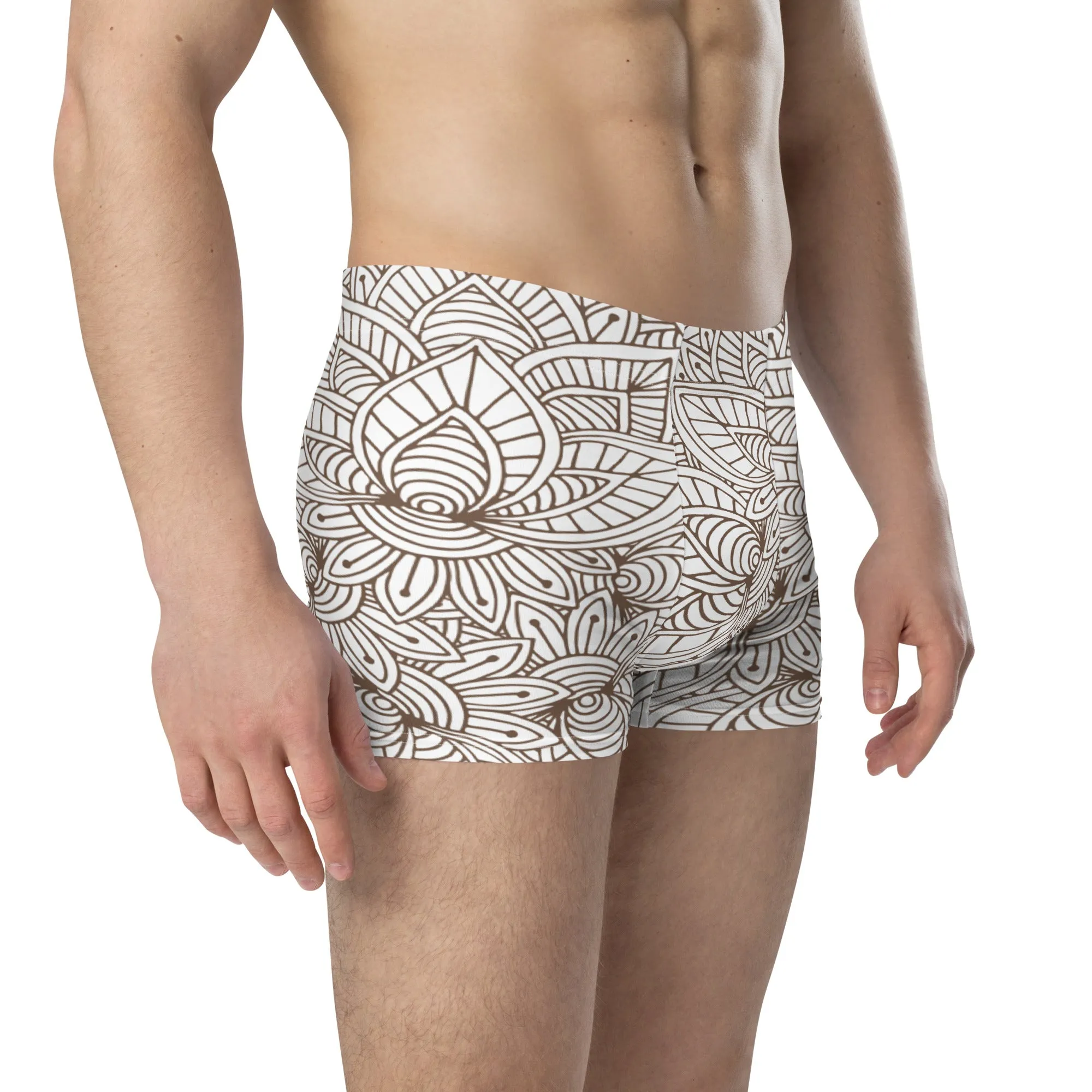 White floral print boxer briefs for men