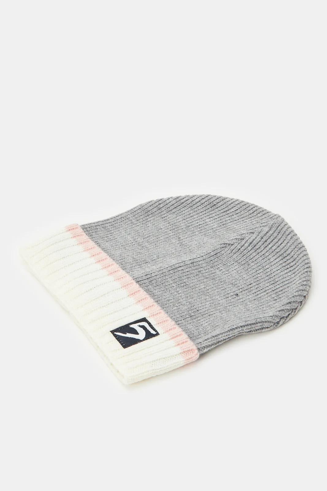 Women Pink And Grey Embellished Knitted Caps (Pack of 3)