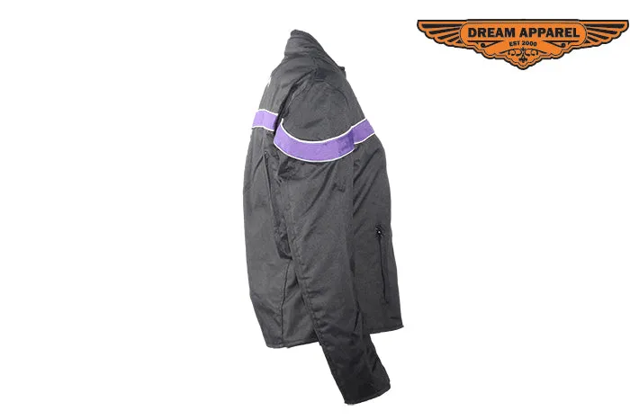 Womens Purple Stripe Textile Jacket