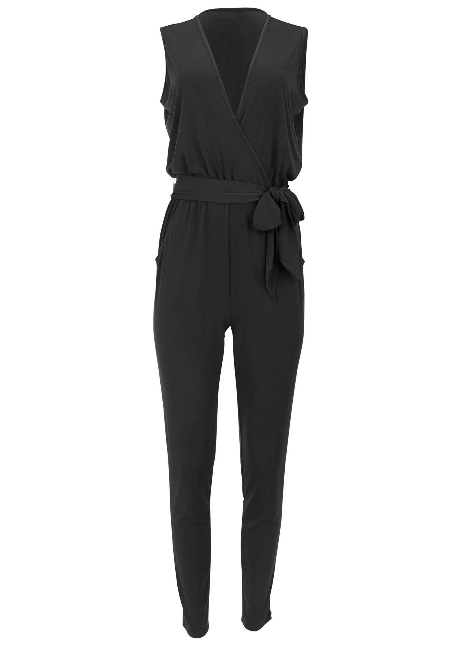 Wrap Tie Jumpsuit - Black