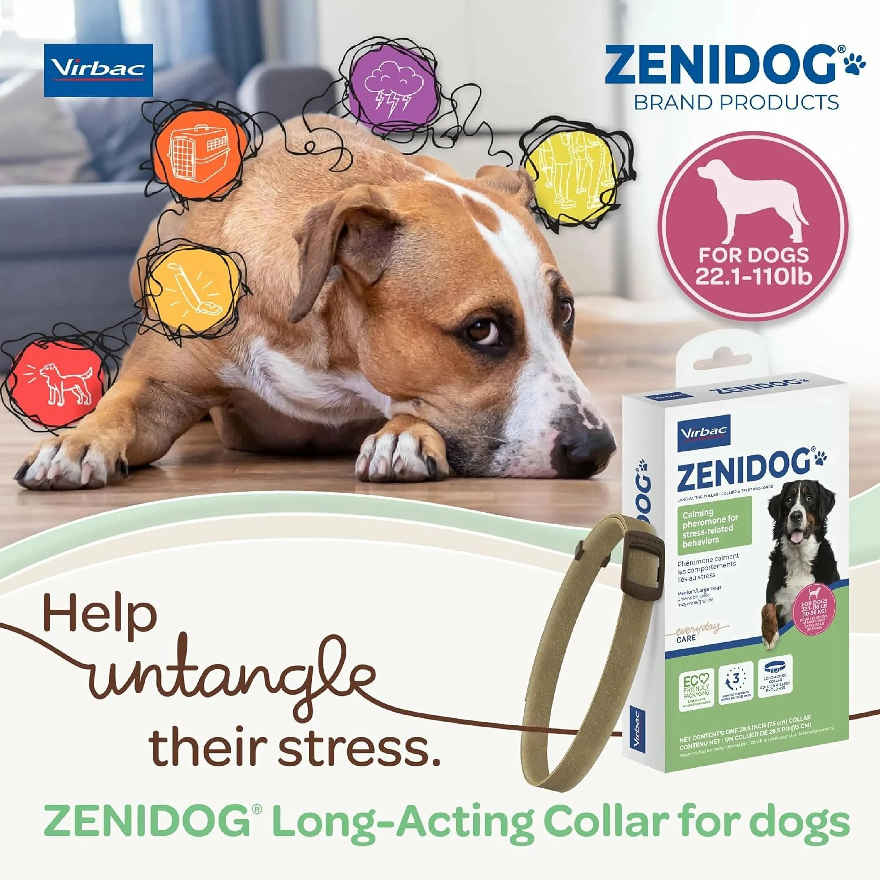 ZENIDOG Calming Collar for Dogs- Medium/Large (22-110 lbs)